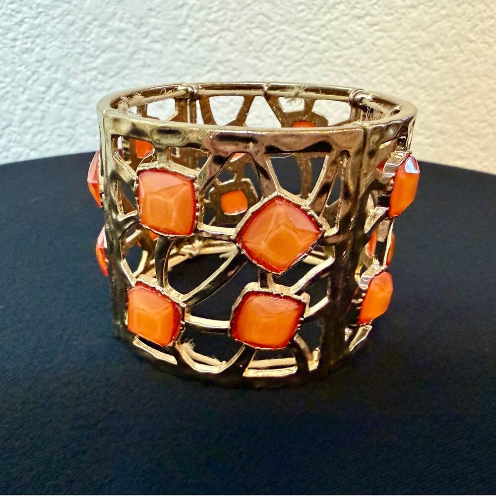Coral Reef Stretch Cuff Bracelet Textured Statement One Size